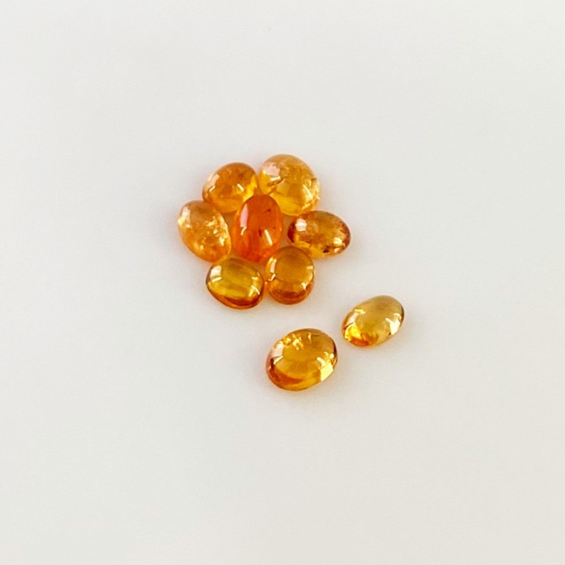 5.55 Carat Spessartite Garnet 5x4-6x5mm Smooth Oval Shape AA Grade Cabochons Parcel - Total 9 Pcs.