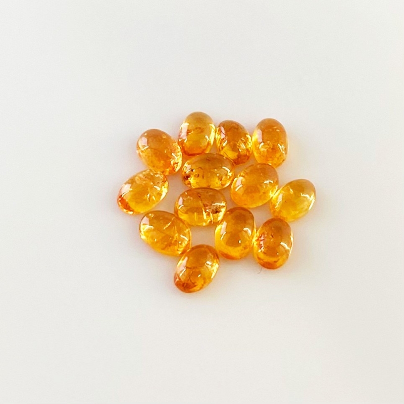 9.85 Carat Spessartite Garnet 6x4mm Smooth Oval Shape AA Grade Cabochons Parcel - Total 13 Pcs.
