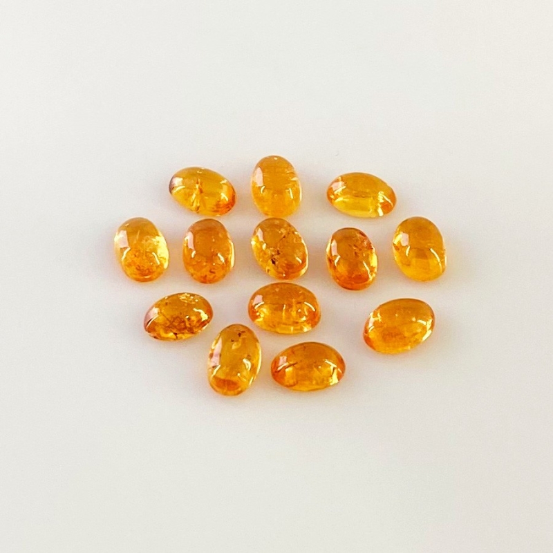 9.85 Carat Spessartite Garnet 6x4mm Smooth Oval Shape AA Grade Cabochons Parcel - Total 13 Pcs.