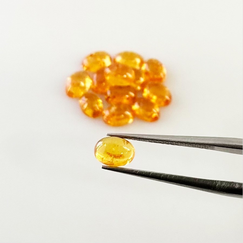 9.85 Carat Spessartite Garnet 6x4mm Smooth Oval Shape AA Grade Cabochons Parcel - Total 13 Pcs.