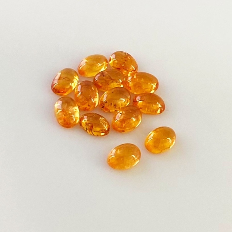 9.85 Carat Spessartite Garnet 6x4mm Smooth Oval Shape AA Grade Cabochons Parcel - Total 13 Pcs.