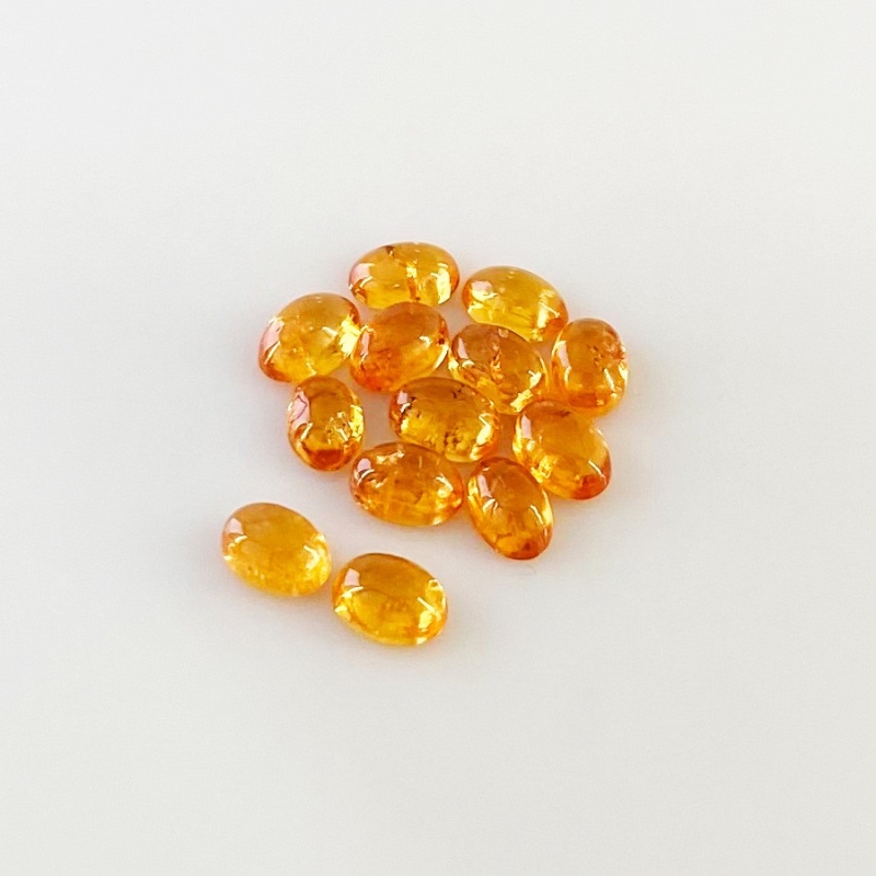 9.85 Carat Spessartite Garnet 6x4mm Smooth Oval Shape AA Grade Cabochons Parcel - Total 13 Pcs.