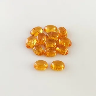 9.85 Carat Spessartite Garnet 6x4mm Smooth Oval Shape AA Grade Cabochons Parcel - Total 13 Pcs.