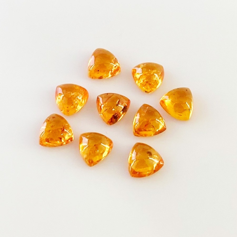 10.75 Carat Spessartite Garnet 6mm Smooth Trillion Shape AA Grade Cabochons Parcel - Total 9 Pcs.