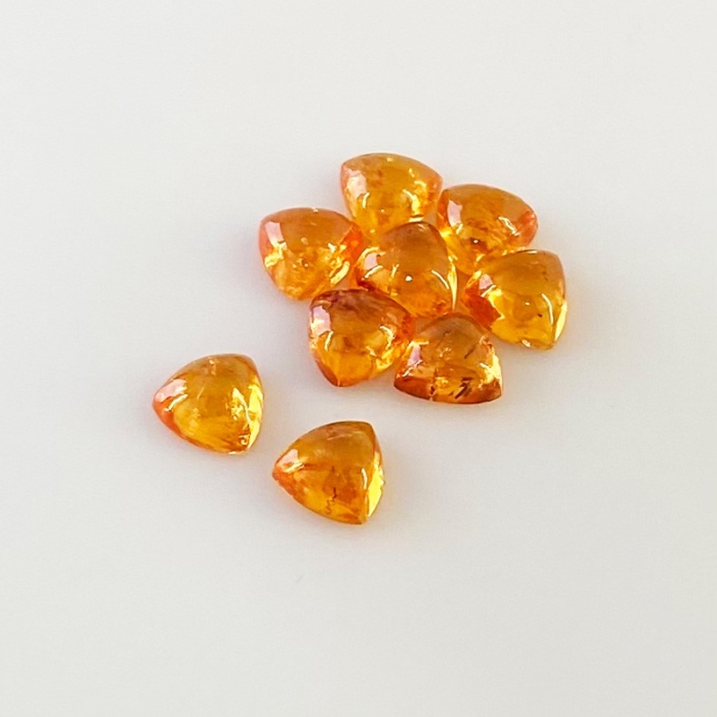 10.75 Carat Spessartite Garnet 6mm Smooth Trillion Shape AA Grade Cabochons Parcel - Total 9 Pcs.