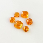 9.50 Carat Spessartite Garnet 5-7mm Smooth Square Cushion Shape AA Grade Cabochons Parcel - Total 6 Pcs.