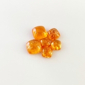 9.50 Carat Spessartite Garnet 5-7mm Smooth Square Cushion Shape AA Grade Cabochons Parcel - Total 6 Pcs.