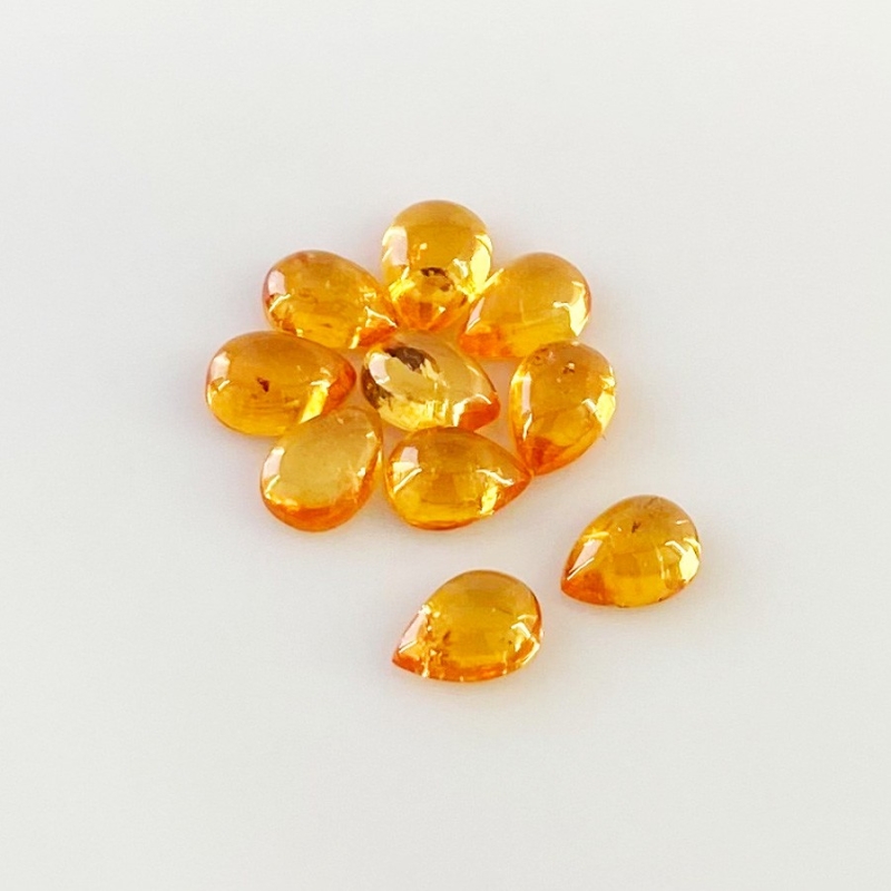 9.65 Carat Spessartite Garnet 7x5mm Smooth Pear Shape AA Grade Cabochons Parcel - Total 10 Pcs.