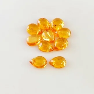 9.65 Carat Spessartite Garnet 7x5mm Smooth Pear Shape AA Grade Cabochons Parcel - Total 10 Pcs.