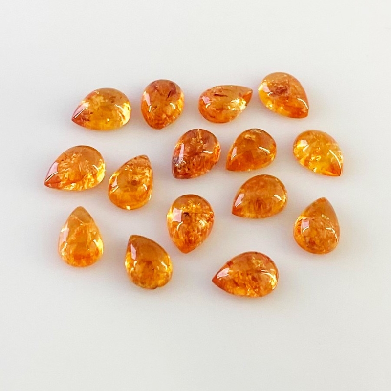 15.85 Carat Spessartite Garnet 7x5mm Smooth Pear Shape AA Grade Cabochons Parcel - Total 15 Pcs.