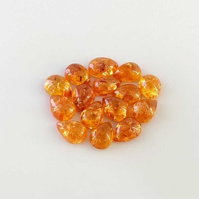 15.85 Carat Spessartite Garnet 7x5mm Smooth Pear Shape AA Grade Cabochons Parcel - Total 15 Pcs.