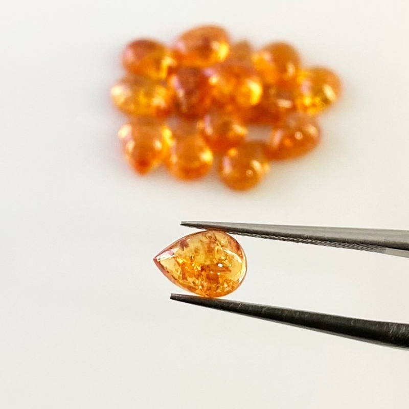 15.85 Carat Spessartite Garnet 7x5mm Smooth Pear Shape AA Grade Cabochons Parcel - Total 15 Pcs.