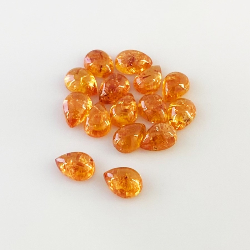 15.85 Carat Spessartite Garnet 7x5mm Smooth Pear Shape AA Grade Cabochons Parcel - Total 15 Pcs.