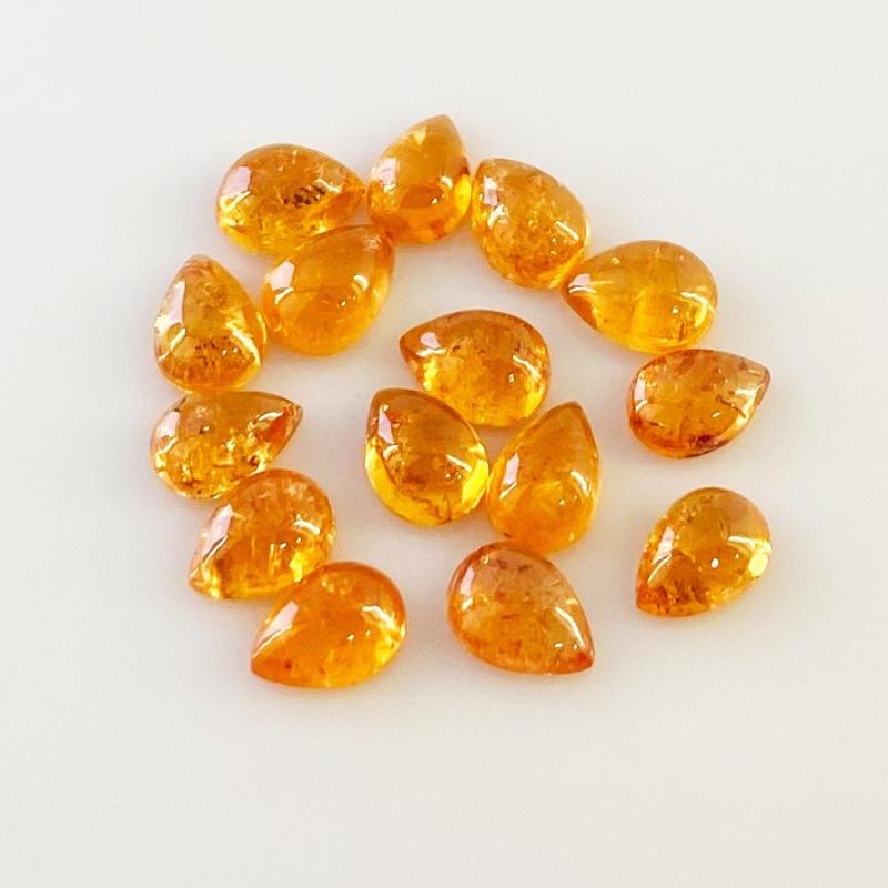 16.50 Carat Spessartite Garnet 7x5mm Smooth Pear Shape AA Grade Cabochons Parcel - Total 15 Pcs.