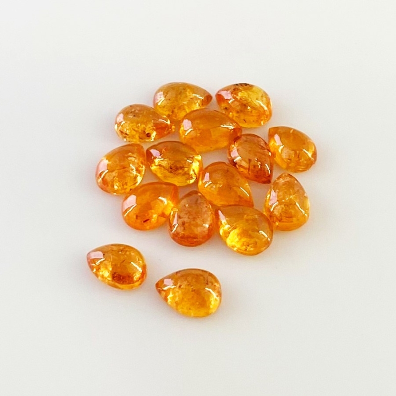 16.50 Carat Spessartite Garnet 7x5mm Smooth Pear Shape AA Grade Cabochons Parcel - Total 15 Pcs.