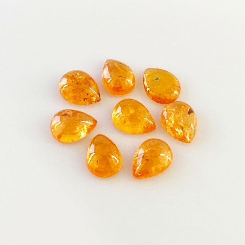 12 Carat Spessartite Garnet 8x6mm Smooth Pear Shape A Grade Cabochons Parcel - Total 8 Pcs.
