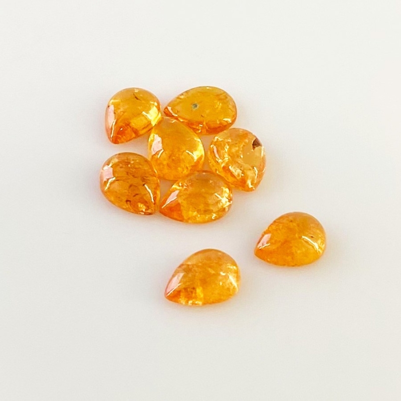 12 Carat Spessartite Garnet 8x6mm Smooth Pear Shape A Grade Cabochons Parcel - Total 8 Pcs.