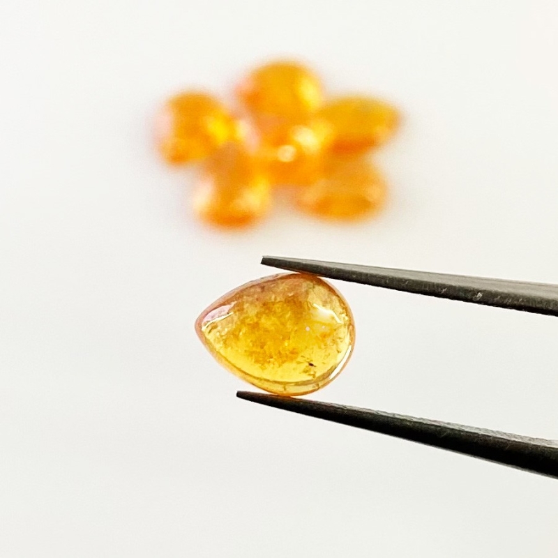 12 Carat Spessartite Garnet 8x6mm Smooth Pear Shape A Grade Cabochons Parcel - Total 8 Pcs.