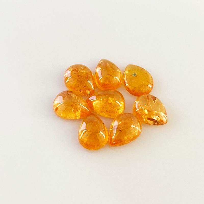12 Carat Spessartite Garnet 8x6mm Smooth Pear Shape A Grade Cabochons Parcel - Total 8 Pcs.