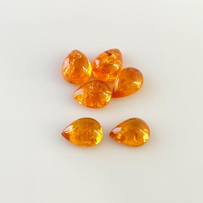 10.05 Carat Spessartite Garnet 8x6mm Smooth Pear Shape A Grade Cabochons Parcel - Total 6 Pcs.