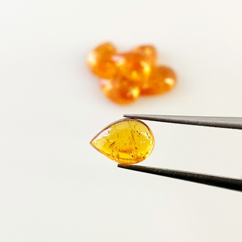10.05 Carat Spessartite Garnet 8x6mm Smooth Pear Shape A Grade Cabochons Parcel - Total 6 Pcs.