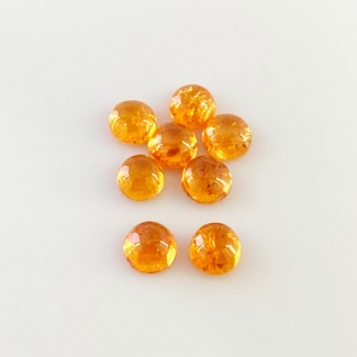 9.75 Carat Spessartite Garnet 6mm Smooth Round Shape AA Grade Cabochons Parcel - Total 8 Pcs.
