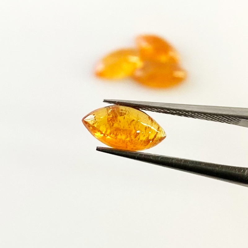 6.20 Carat Spessartite Garnet 10x5mm Smooth Marquise Shape A Grade Cabochons Parcel - Total 4 Pcs.