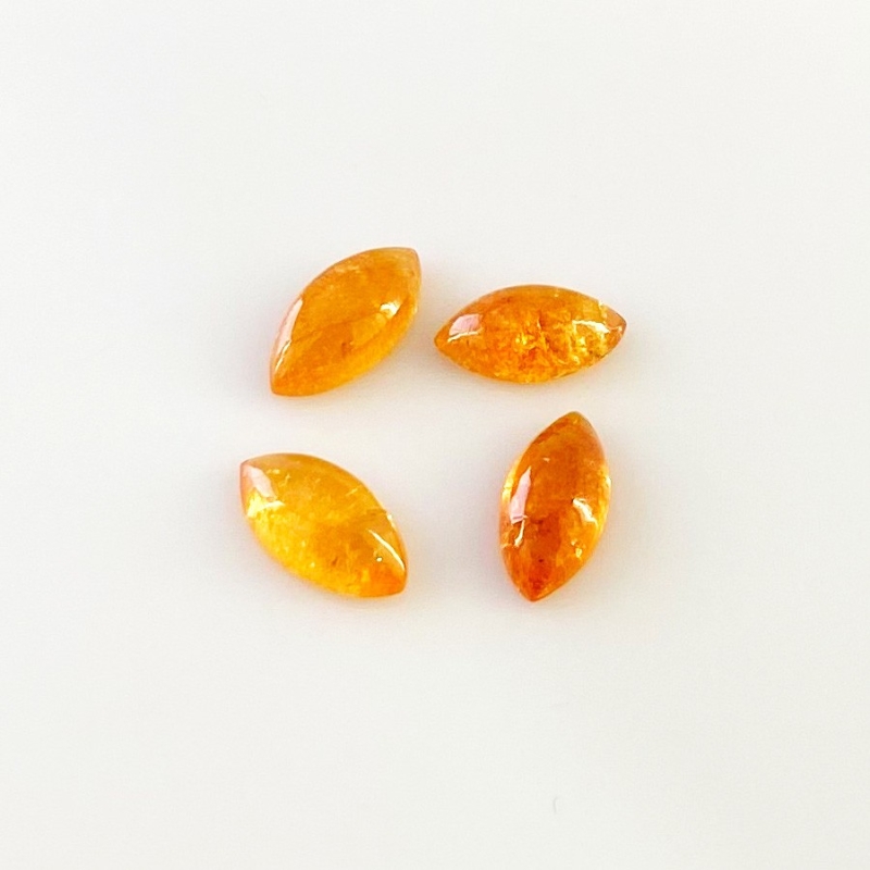 6.20 Carat Spessartite Garnet 10x5mm Smooth Marquise Shape A Grade Cabochons Parcel - Total 4 Pcs.