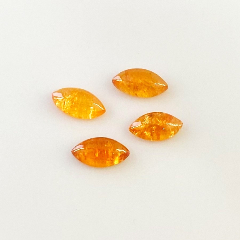 6.20 Carat Spessartite Garnet 10x5mm Smooth Marquise Shape A Grade Cabochons Parcel - Total 4 Pcs.