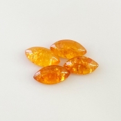 6.20 Carat Spessartite Garnet 10x5mm Smooth Marquise Shape A Grade Cabochons Parcel - Total 4 Pcs.