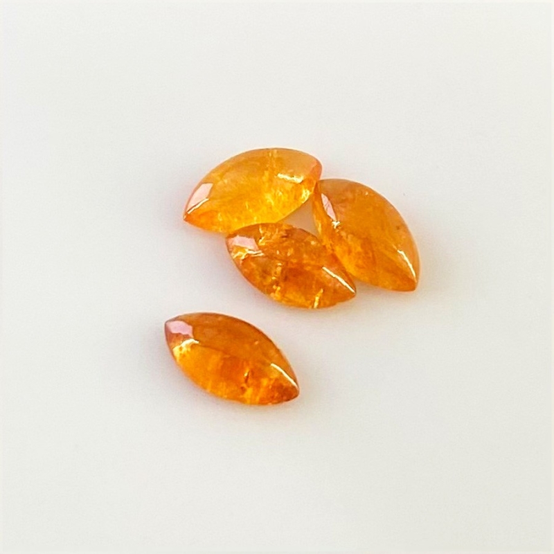 6.20 Carat Spessartite Garnet 10x5mm Smooth Marquise Shape A Grade Cabochons Parcel - Total 4 Pcs.