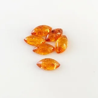 9.20 Carat Spessartite Garnet 10x5mm Smooth Marquise Shape AA Grade Cabochons Parcel - Total 6 Pcs.