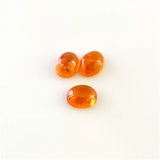 6.30 Carat Spessartite Garnet 8x6mm Smooth Oval Shape A Grade Cabochons Parcel - Total 3 Pcs.
