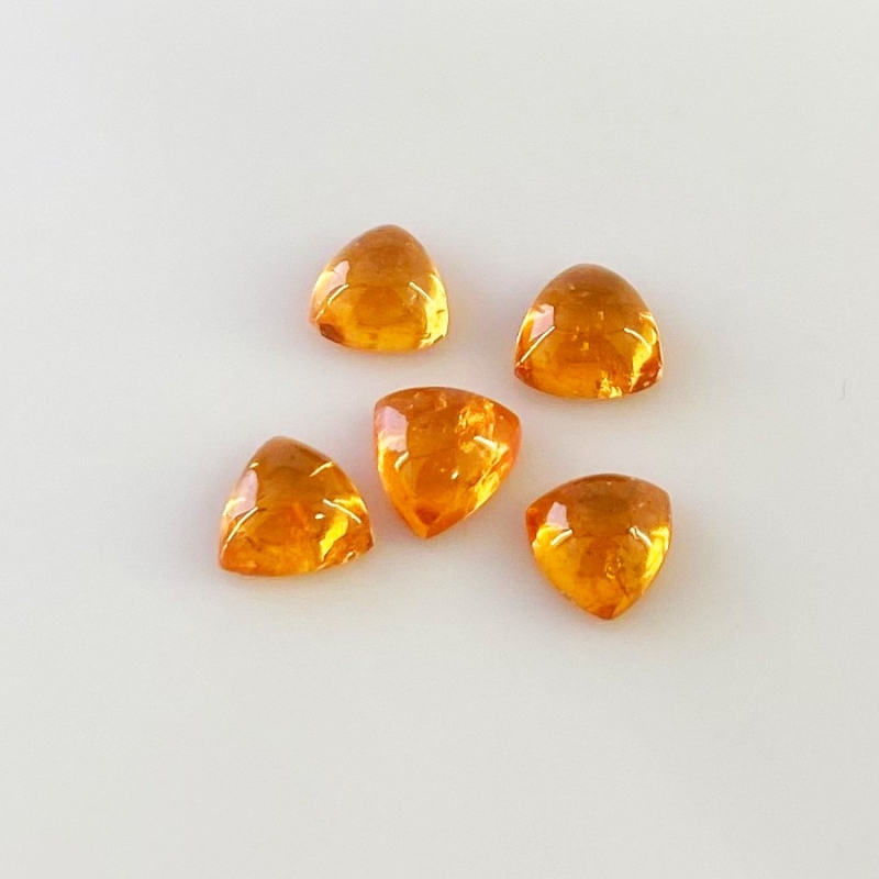 9 Carat Spessartite Garnet 7mm Smooth Trillion Shape AA Grade Cabochons Parcel - Total 5 Pcs.
