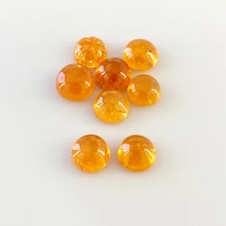 17.35 Carat Spessartite Garnet 6.5-7.5mm Smooth Round Shape AA Grade Cabochons Parcel - Total 8 Pcs.
