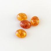 10.80 Carat Spessartite Garnet 9x7mm Smooth Oval Shape AA Grade Cabochons Parcel - Total 4 Pcs.