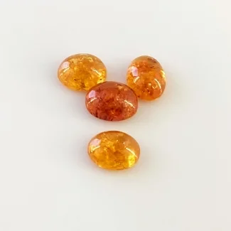 10.80 Carat Spessartite Garnet 9x7mm Smooth Oval Shape AA Grade Cabochons Parcel - Total 4 Pcs.