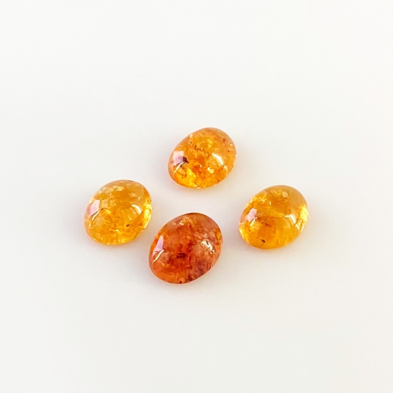 10.80 Carat Spessartite Garnet 9x7mm Smooth Oval Shape AA Grade Cabochons Parcel - Total 4 Pcs.