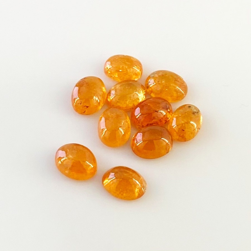 18.20 Carat Spessartite Garnet 8x6mm Smooth Oval Shape A Grade Cabochons Parcel - Total 10 Pcs.