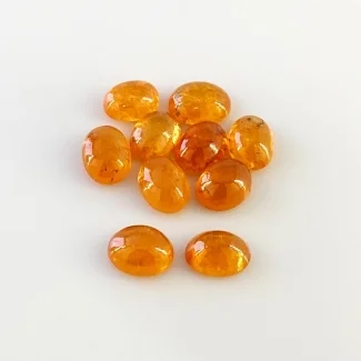 18.20 Carat Spessartite Garnet 8x6mm Smooth Oval Shape A Grade Cabochons Parcel - Total 10 Pcs.