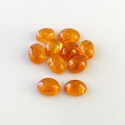 18.20 Carat Spessartite Garnet 8x6mm Smooth Oval Shape A Grade Cabochons Parcel - Total 10 Pcs.