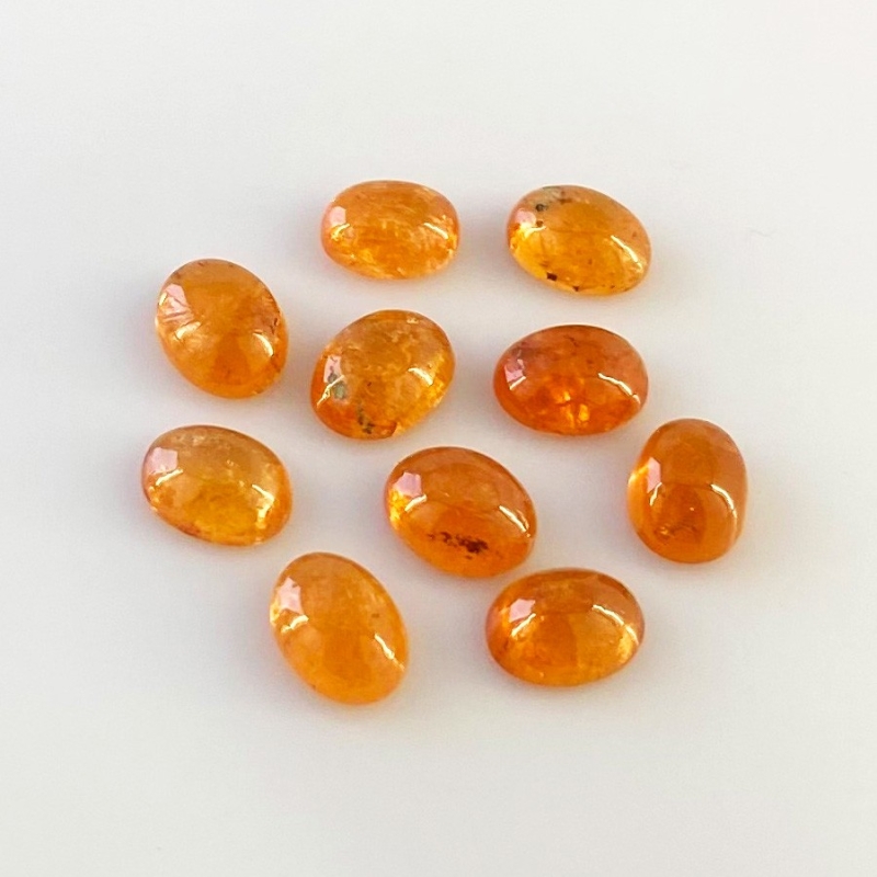 18.20 Carat Spessartite Garnet 8x6mm Smooth Oval Shape A Grade Cabochons Parcel - Total 10 Pcs.