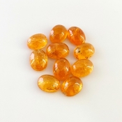 18.20 Carat Spessartite Garnet 8x6mm Smooth Oval Shape A Grade Cabochons Parcel - Total 10 Pcs.