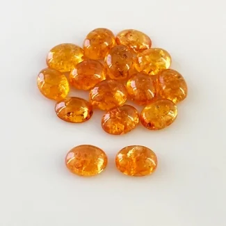 27 Carat Spessartite Garnet 8x6mm Smooth Oval Shape A Grade Cabochons Parcel - Total 15 Pcs.