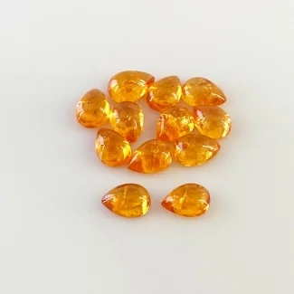 13.60 Carat Spessartite Garnet 7x5mm Smooth Pear Shape AA Grade Cabochons Parcel - Total 12 Pcs.