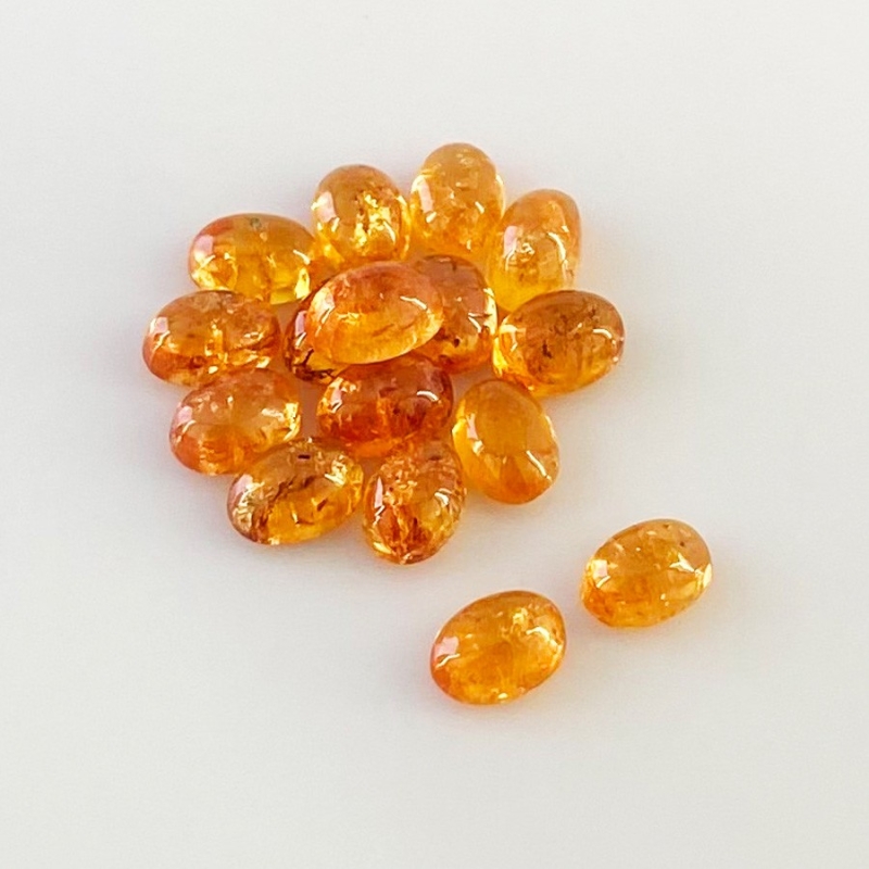 13 Carat Spessartite Garnet 6x4mm Smooth Oval Shape AA Grade Cabochons Parcel - Total 16 Pcs.