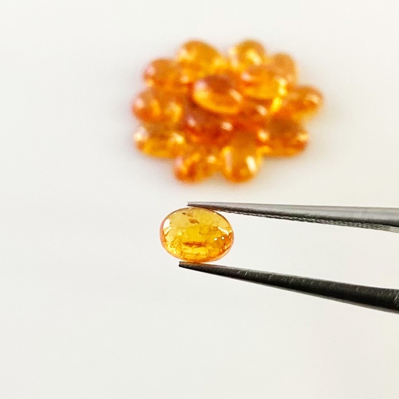 13 Carat Spessartite Garnet 6x4mm Smooth Oval Shape AA Grade Cabochons Parcel - Total 16 Pcs.