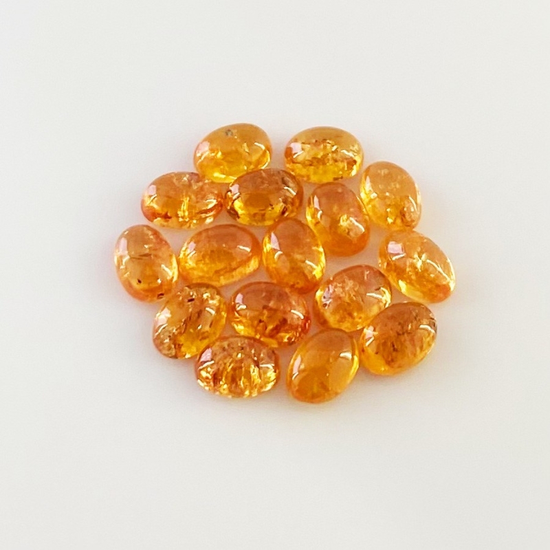 13 Carat Spessartite Garnet 6x4mm Smooth Oval Shape AA Grade Cabochons Parcel - Total 16 Pcs.
