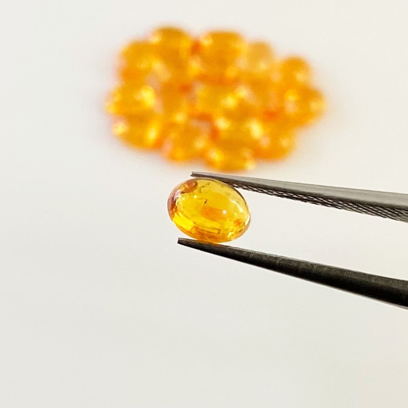 13.50 Carat Spessartite Garnet 6x4mm Smooth Oval Shape AA Grade Cabochons Parcel - Total 18 Pcs.