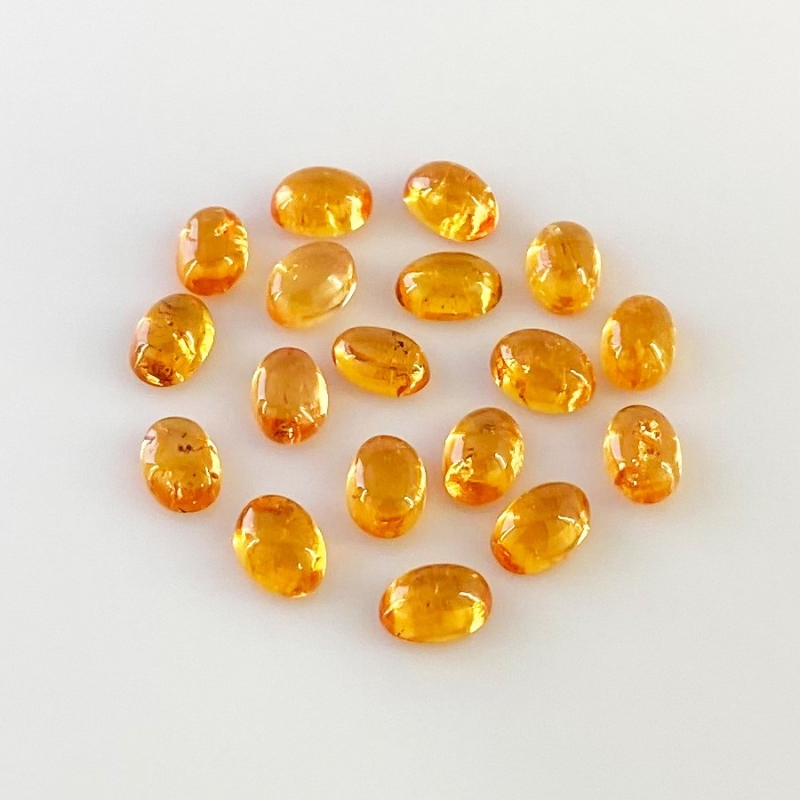 13.50 Carat Spessartite Garnet 6x4mm Smooth Oval Shape AA Grade Cabochons Parcel - Total 18 Pcs.